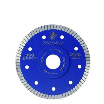 Disco diamantato CCG per taglio di gres porcellanato, garantisce alta precisione e lunga durata, ideale per lavori professionali.