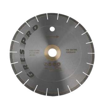GresPro 300 mm diamond cutting disc with reinforced core, designed for professional tile cutters. Ideal for straight and 45° angle cuts on porcelain stoneware, ceramic tiles and other hard materials.